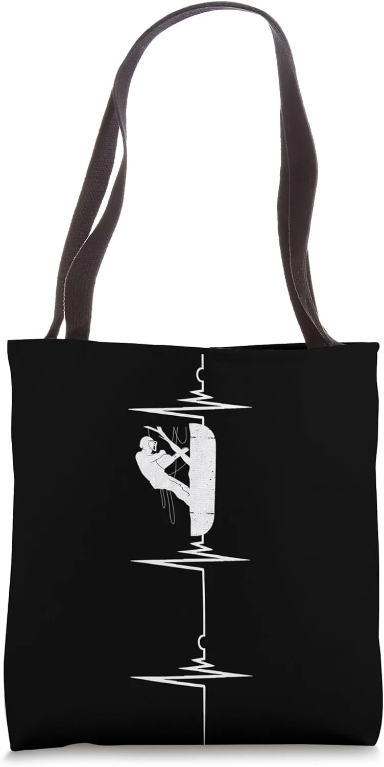 Heartbeat EKG Pulse Arborist Tree Climbing Lumberjack Logger Tote Bag