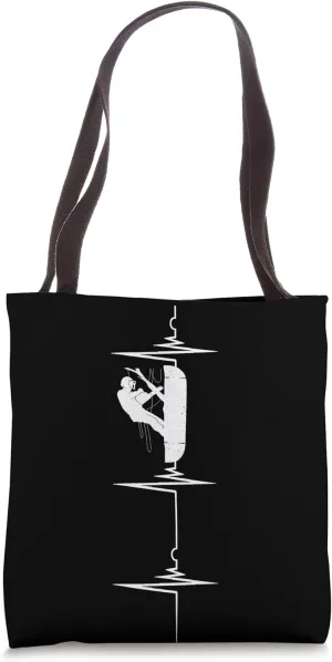Heartbeat EKG Pulse Arborist Tree Climbing Lumberjack Logger Tote Bag