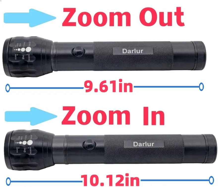 Heavy Duty LED Flashlight, 2-Cell D Battery Big Flashlights, Aluminum Alloy，3 Light Modes, high Lumen Zoomable Adjustable Focus，for Home ，Outdoor and Emergency Power Outages 3 Pick