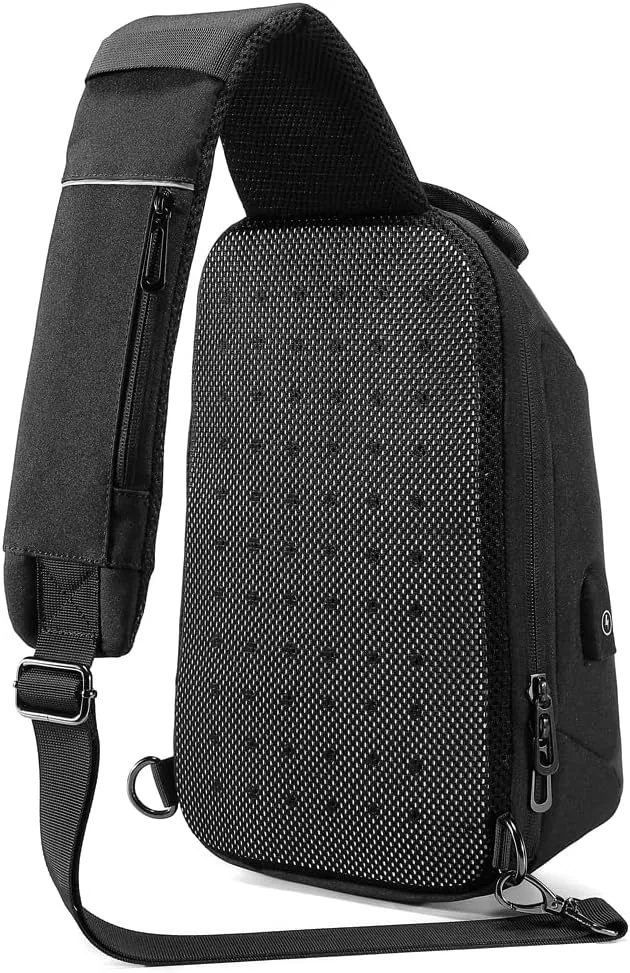 Hebetag Leather Sling Bag Crossbody Backpack for Men Women Travel Outdoor Camping
