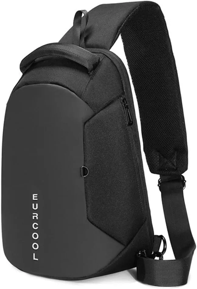 Hebetag Leather Sling Bag Crossbody Backpack for Men Women Travel Outdoor Camping