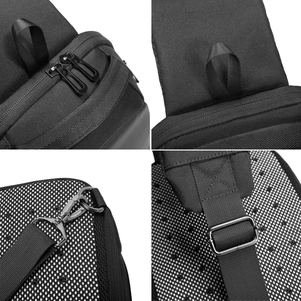 Hebetag Leather Sling Bag Crossbody Backpack for Men Women Travel Outdoor Camping