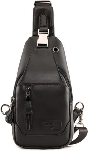 Hebetag Leather Sling Bag Crossbody Backpack for Men Women Travel Outdoor Sports