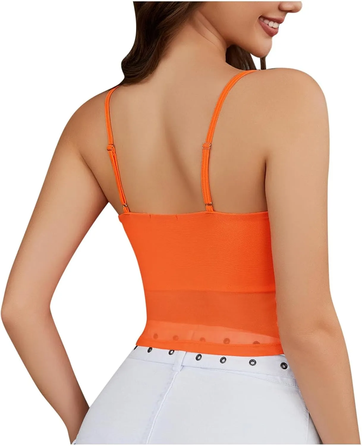 Heevina Camisole Tank Top Women Adjustable Spaghetti Strap Comfy Slim Fit Solid Vest Sleeveless Basic Cami Summer