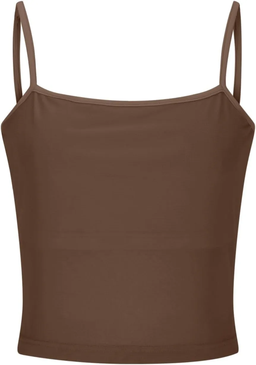 Heevina Camisole Tank Top Women Adjustable Spaghetti Strap Comfy Slim Fit Solid Vest Sleeveless Basic Cami Summer