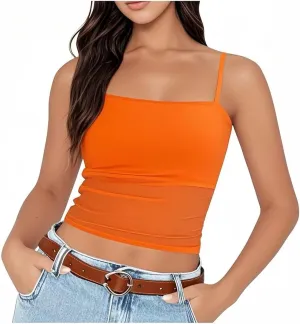 Heevina Camisole Tank Top Women Adjustable Spaghetti Strap Comfy Slim Fit Solid Vest Sleeveless Basic Cami Summer