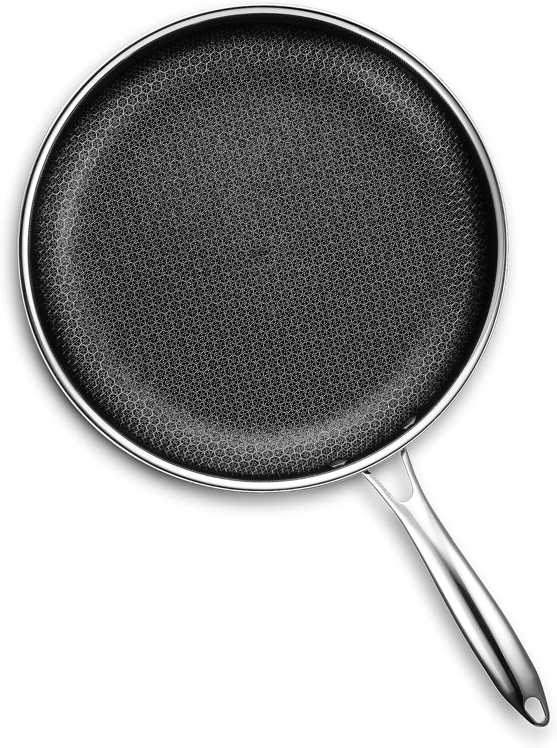 HexClad Hybrid Nonstick 12-Inch Frying Pan with Tempered Glass Lid, Stay-Cool Handle, Dishwasher-Friendly, Oven-Safe Up to 900°F, Induction-Ready, Compatible with All Cooktops