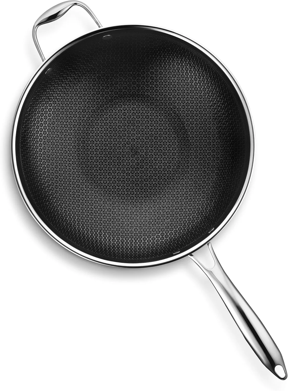 HexClad Hybrid Nonstick 12-Inch Wok, Stay-Cool Handle, Dishwasher-Friendly, Oven-Safe Up to 900°F, Induction-Ready, Compatible with All Cooktops