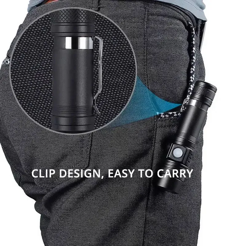 High-Power Zoomable LED Flashlight – Waterproof Rechargeable Camping Torch, 4 Lighting Modes