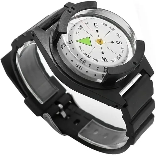 High Precision Wrist Compass for Hiking, Camping, Diving – Glow in The Dark, Waterproof, Durable, Portable Outdoor Navigation Tool