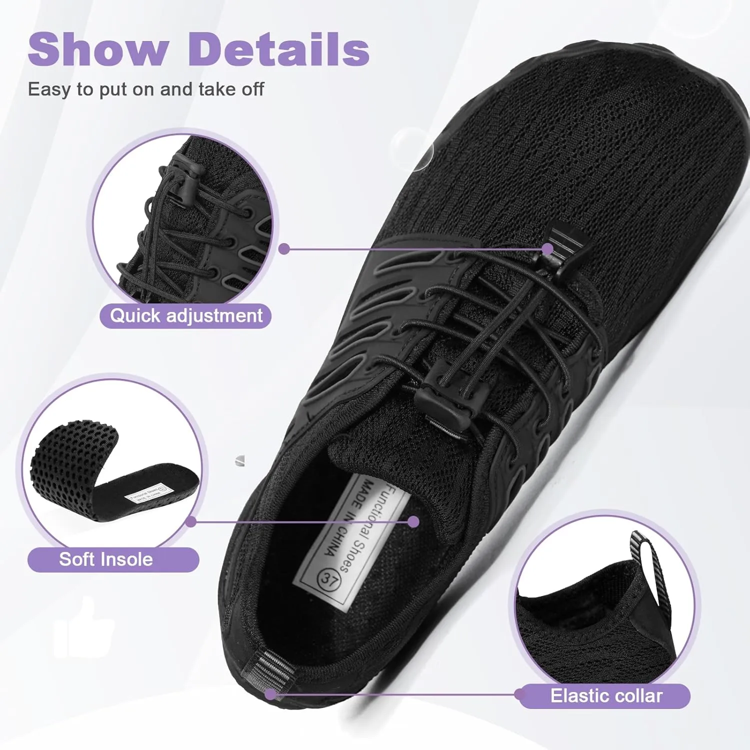 Hike Barefoot Water Shoes for Women Men Hike Lightweight Footwear Quick-Dry Swim Barefoot Shoes Breathable Non-Slip Wide Toe Box for Aqua Fishing River Pool Lake Hiking Kayaking Surfing