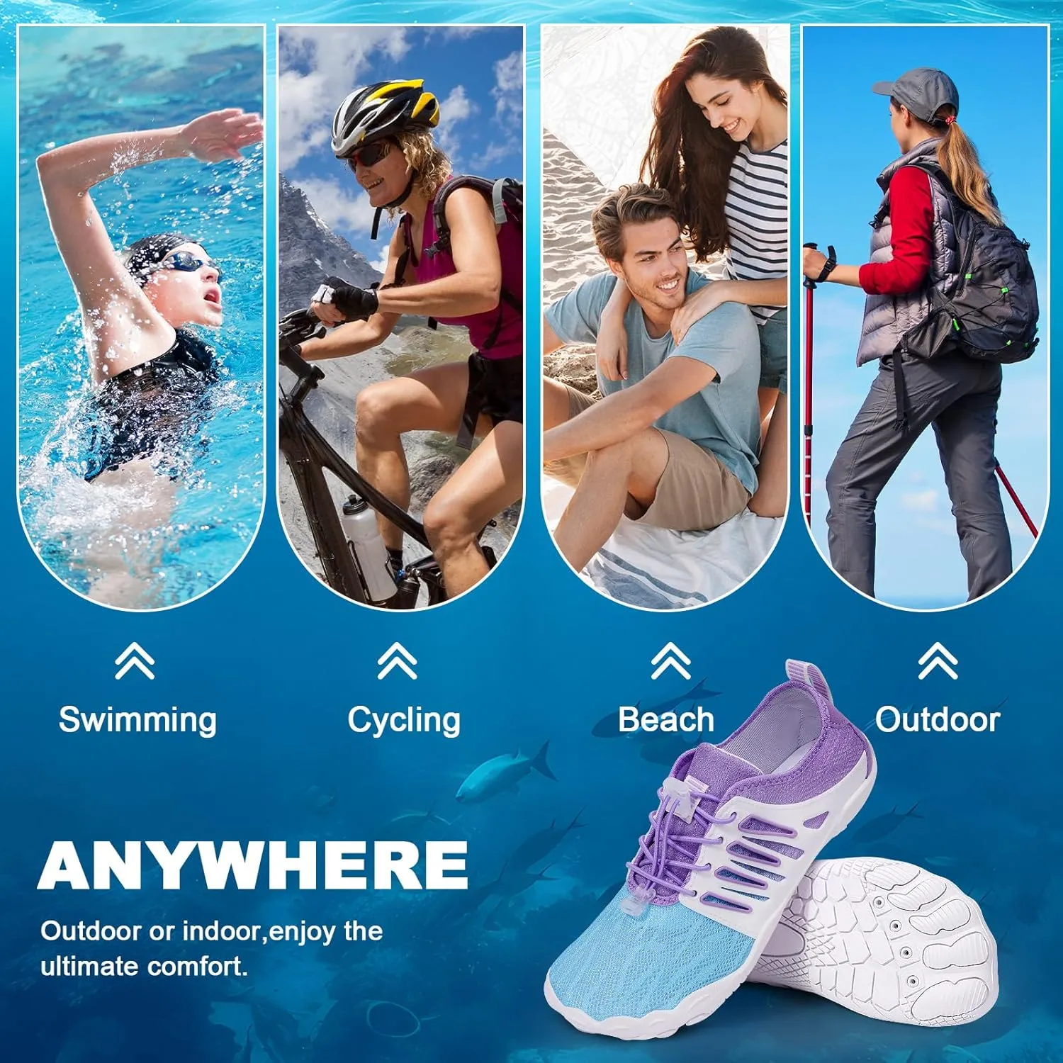Hike Barefoot Water Shoes for Women Men Hike Lightweight Footwear Quick-Dry Swim Barefoot Shoes Breathable Non-Slip Wide Toe Box for Aqua Fishing River Pool Lake Hiking Kayaking Surfing