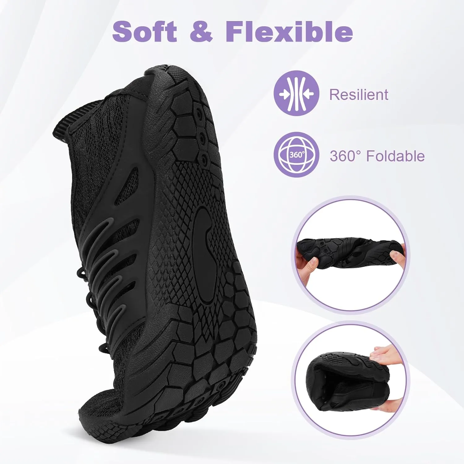Hike Barefoot Water Shoes for Women Men Hike Lightweight Footwear Quick-Dry Swim Barefoot Shoes Breathable Non-Slip Wide Toe Box for Aqua Fishing River Pool Lake Hiking Kayaking Surfing