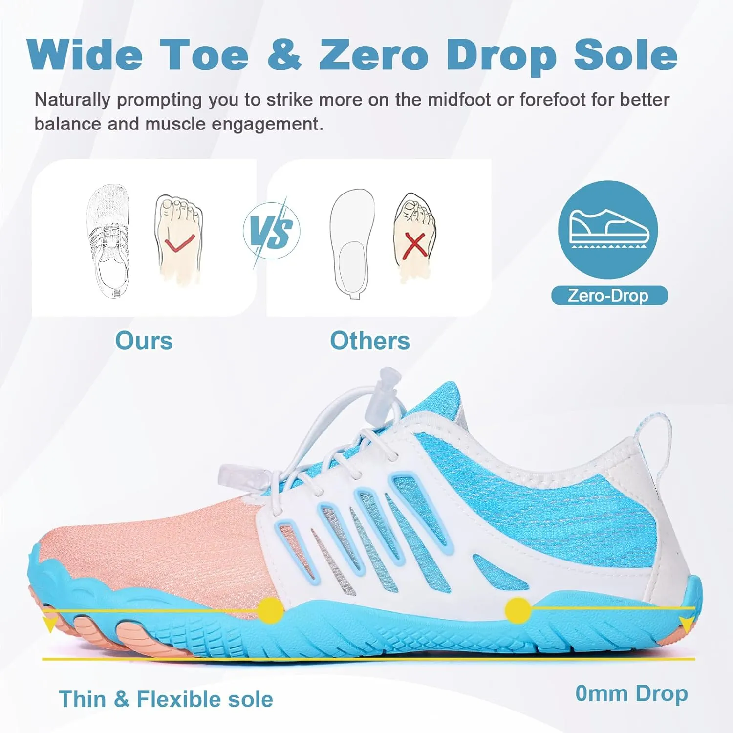 Hike Barefoot Water Shoes for Women Men Hike Lightweight Footwear Quick-Dry Swim Barefoot Shoes Breathable Non-Slip Wide Toe Box for Aqua Fishing River Pool Lake Hiking Kayaking Surfing