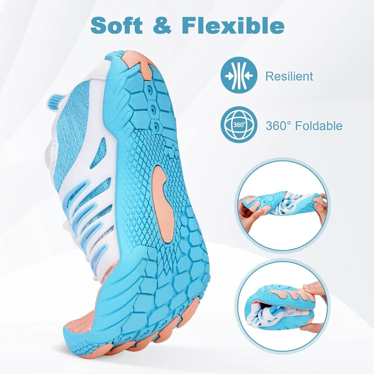 Hike Barefoot Water Shoes for Women Men Hike Lightweight Footwear Quick-Dry Swim Barefoot Shoes Breathable Non-Slip Wide Toe Box for Aqua Fishing River Pool Lake Hiking Kayaking Surfing