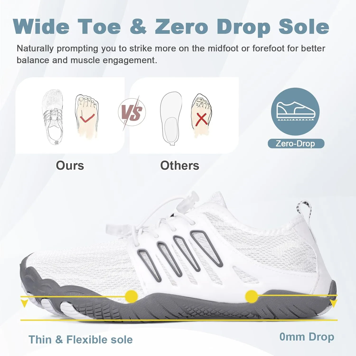 Hike Barefoot Water Shoes for Women Men Hike Lightweight Footwear Quick-Dry Swim Barefoot Shoes Breathable Non-Slip Wide Toe Box for Aqua Fishing River Pool Lake Hiking Kayaking Surfing