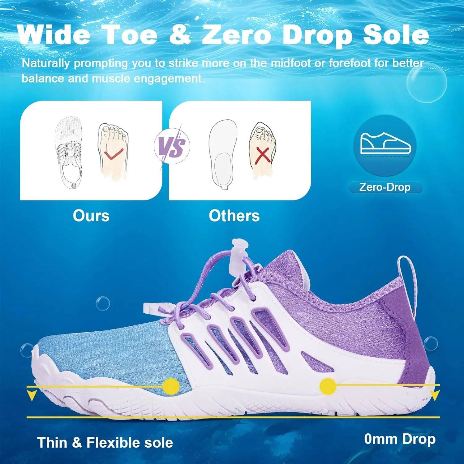 Hike Barefoot Water Shoes for Women Men Hike Lightweight Footwear Quick-Dry Swim Barefoot Shoes Breathable Non-Slip Wide Toe Box for Aqua Fishing River Pool Lake Hiking Kayaking Surfing