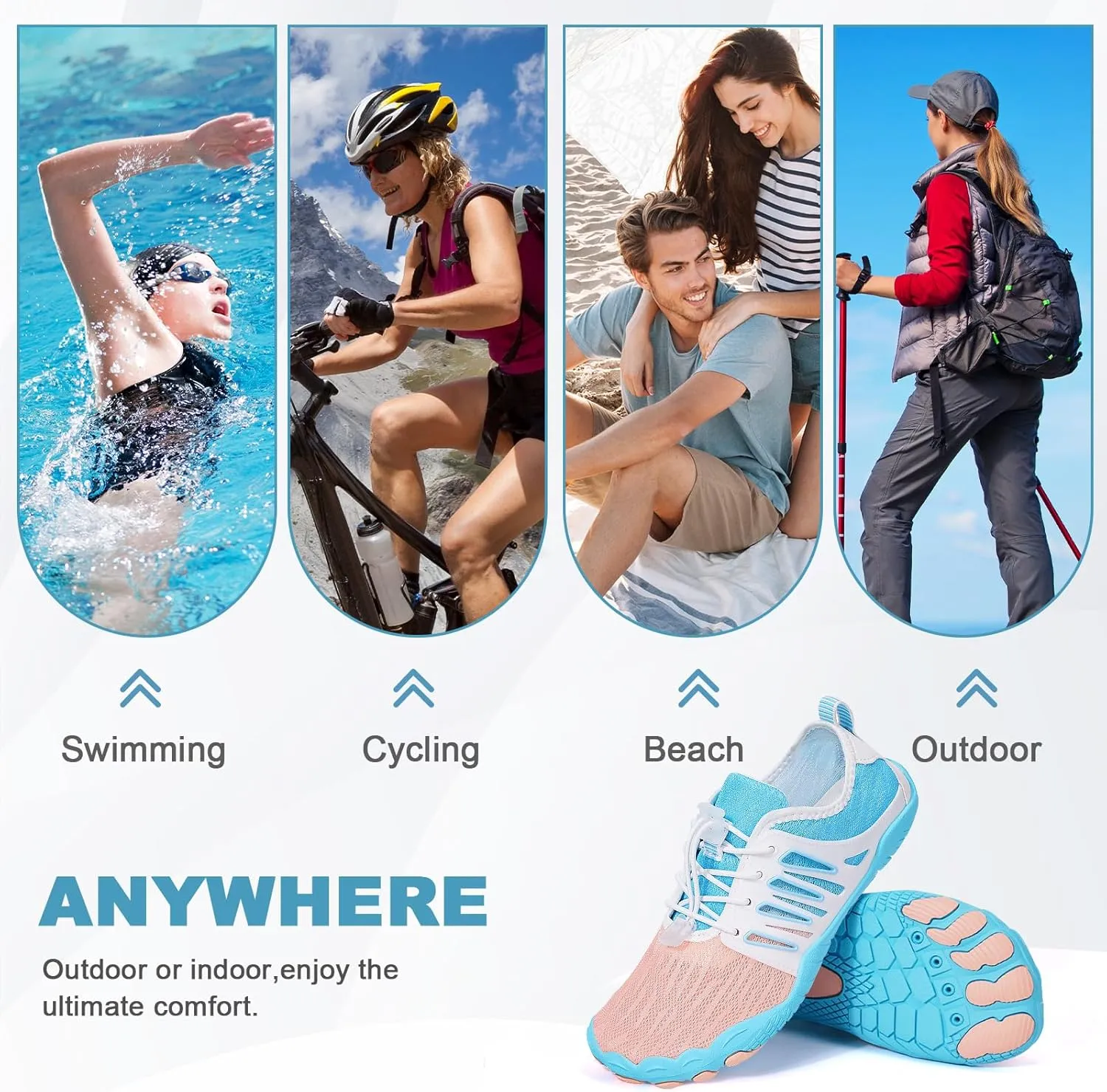 Hike Barefoot Water Shoes for Women Men Hike Lightweight Footwear Quick-Dry Swim Barefoot Shoes Breathable Non-Slip Wide Toe Box for Aqua Fishing River Pool Lake Hiking Kayaking Surfing