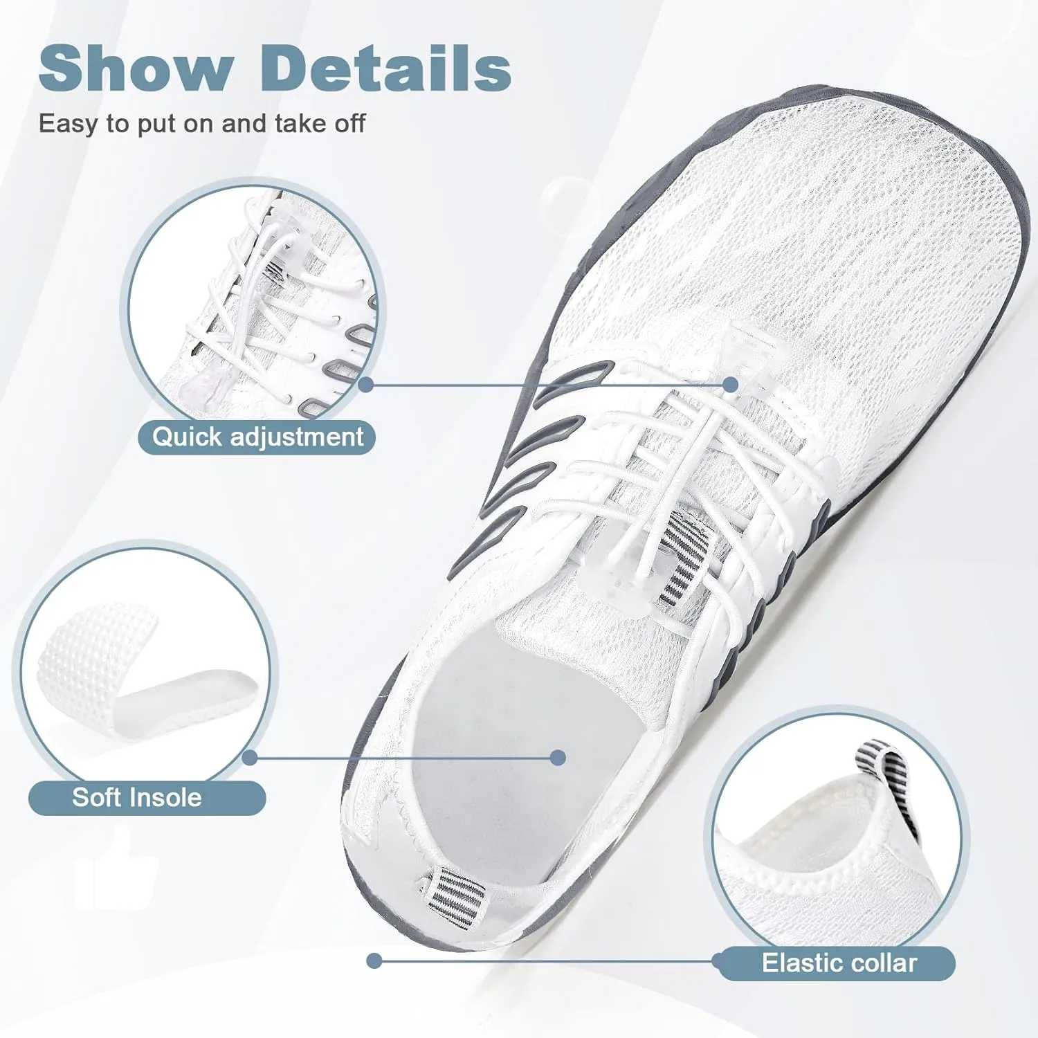 Hike Barefoot Water Shoes for Women Men Hike Lightweight Footwear Quick-Dry Swim Barefoot Shoes Breathable Non-Slip Wide Toe Box for Aqua Fishing River Pool Lake Hiking Kayaking Surfing