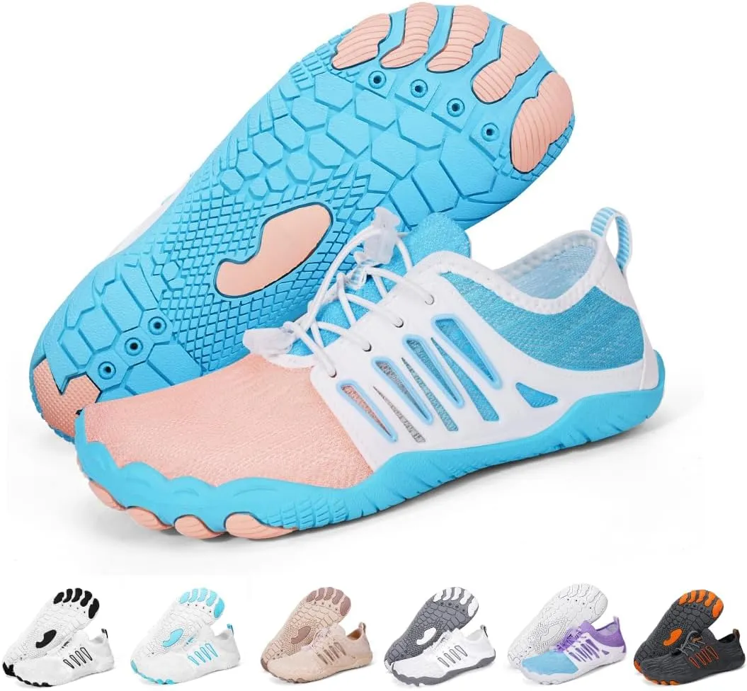 Hike Barefoot Water Shoes for Women Men, Quick-Dry Aqua Footwear Breathable Non-Slip Wide Toe Shoe for Beach Swim River Pool Lake Hiking Kayaking Surfing