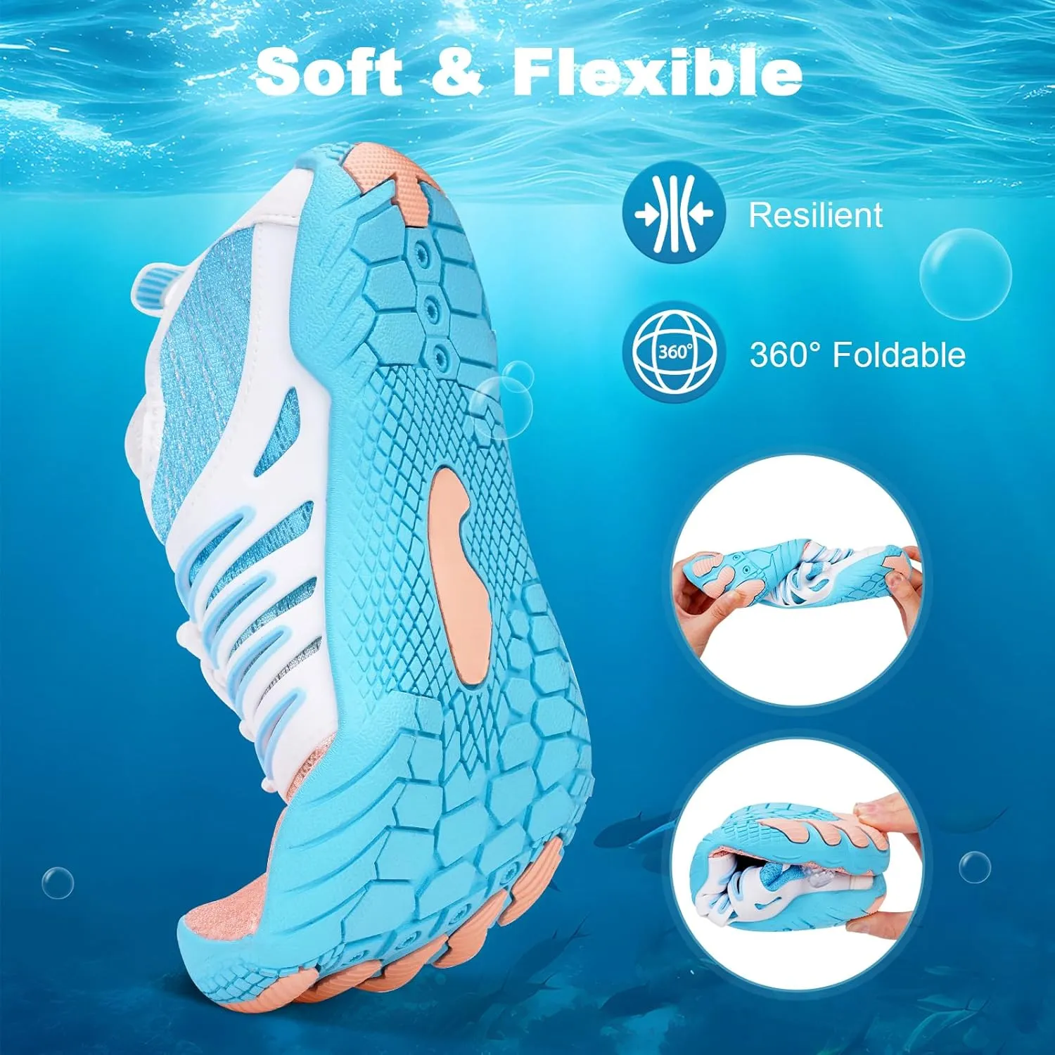 Hike Barefoot Water Shoes for Women Men, Quick-Dry Aqua Footwear Breathable Non-Slip Wide Toe Shoe for Beach Swim River Pool Lake Hiking Kayaking Surfing