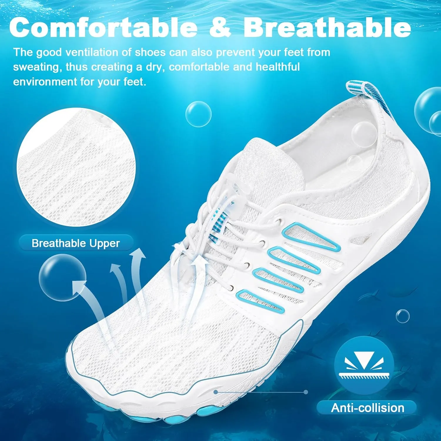 Hike Barefoot Water Shoes for Women Men, Quick-Dry Aqua Footwear Breathable Non-Slip Wide Toe Shoe for Beach Swim River Pool Lake Hiking Kayaking Surfing