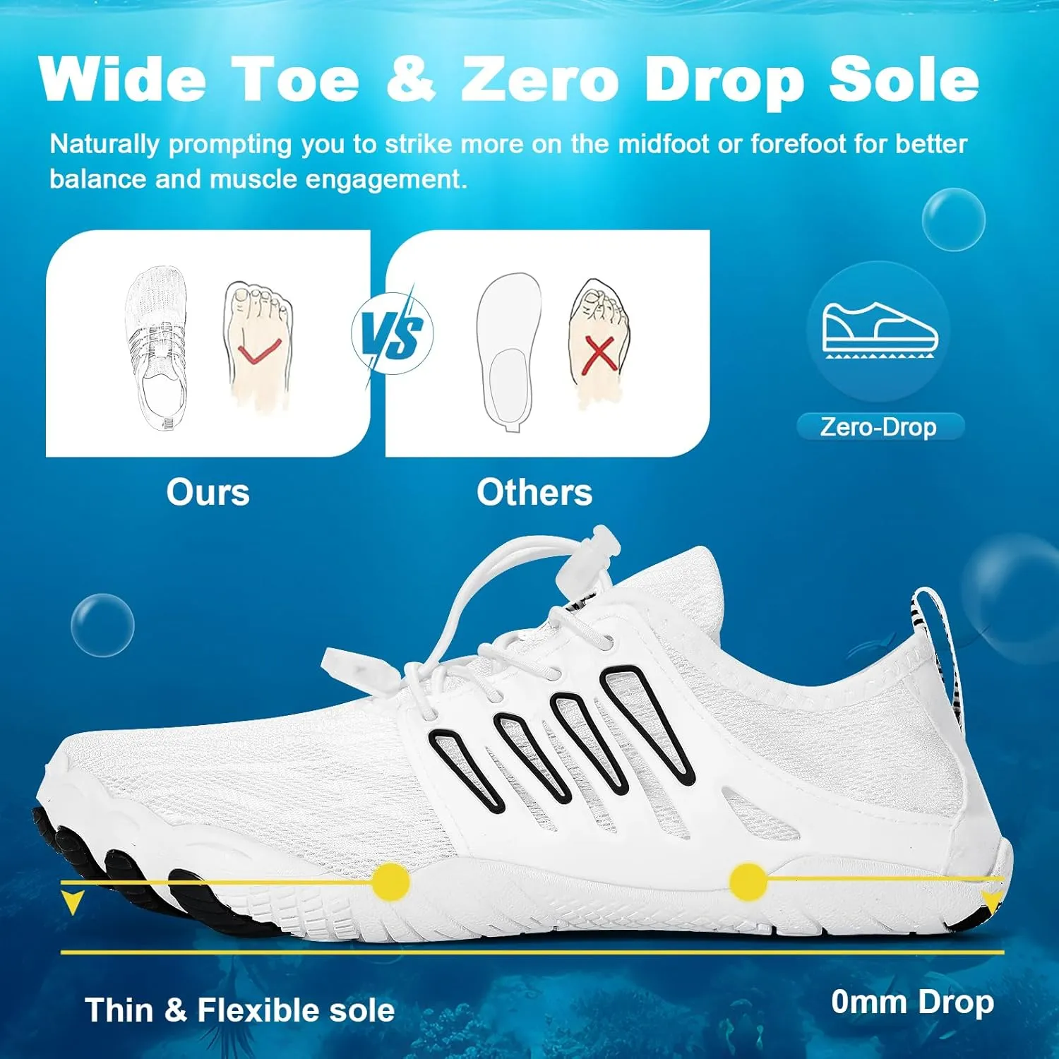 Hike Barefoot Water Shoes for Women Men, Quick-Dry Aqua Footwear Breathable Non-Slip Wide Toe Shoe for Beach Swim River Pool Lake Hiking Kayaking Surfing