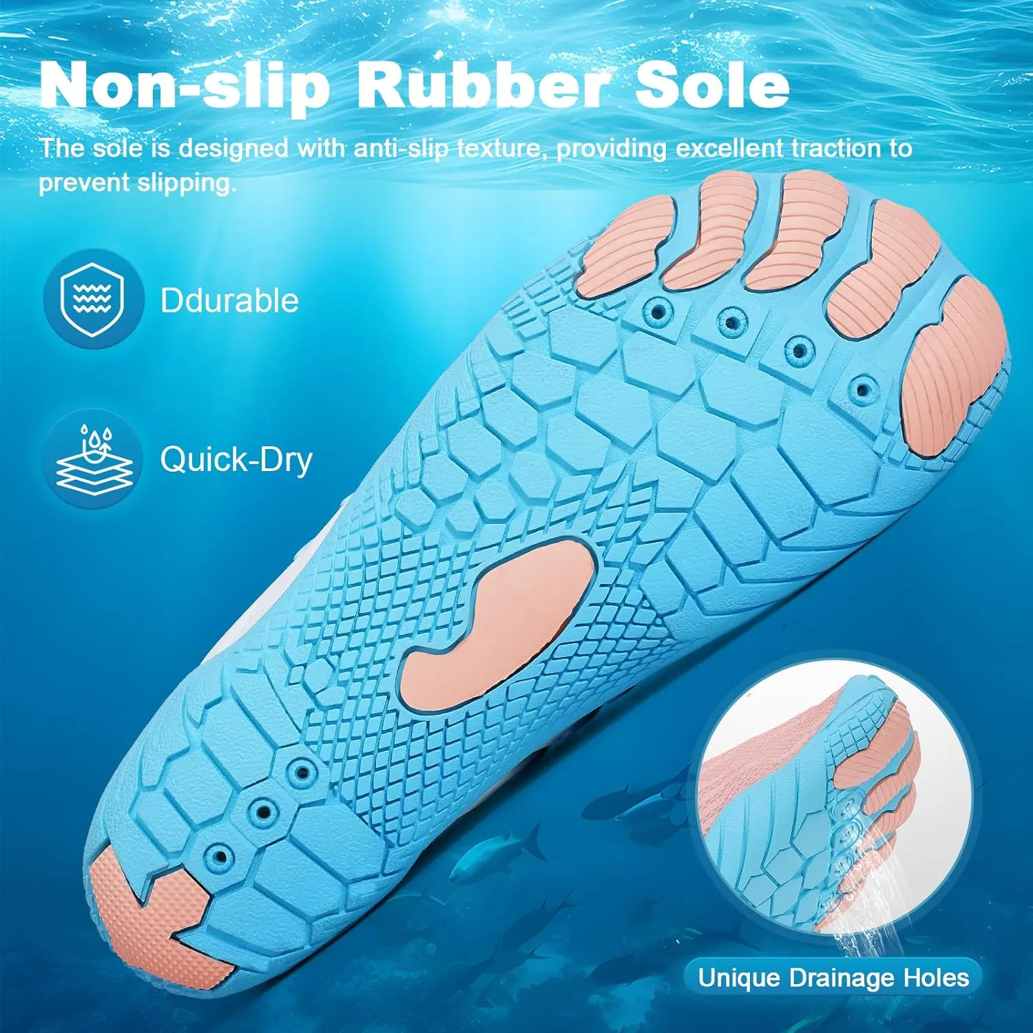 Hike Barefoot Water Shoes for Women Men, Quick-Dry Aqua Footwear Breathable Non-Slip Wide Toe Shoe for Beach Swim River Pool Lake Hiking Kayaking Surfing