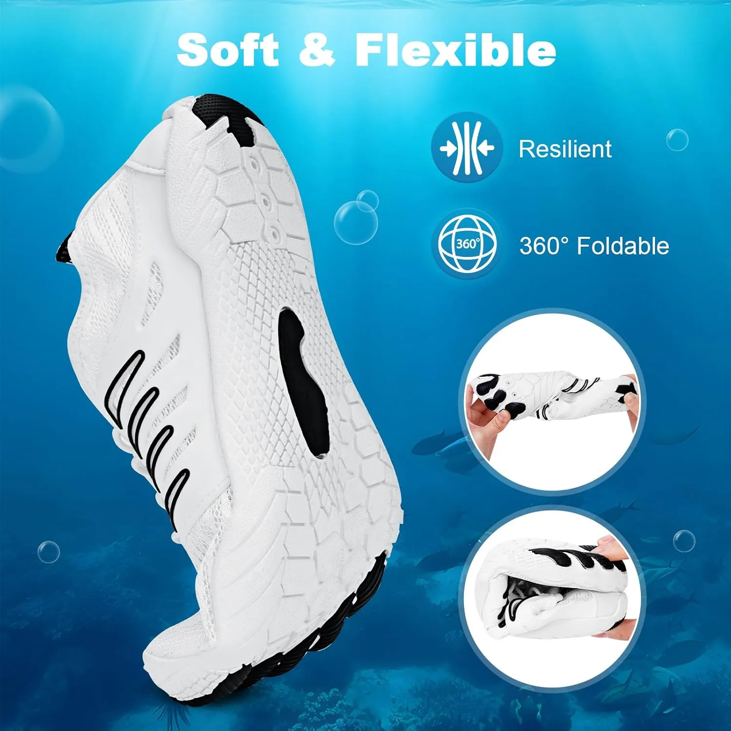 Hike Barefoot Water Shoes for Women Men, Quick-Dry Aqua Footwear Breathable Non-Slip Wide Toe Shoe for Beach Swim River Pool Lake Hiking Kayaking Surfing