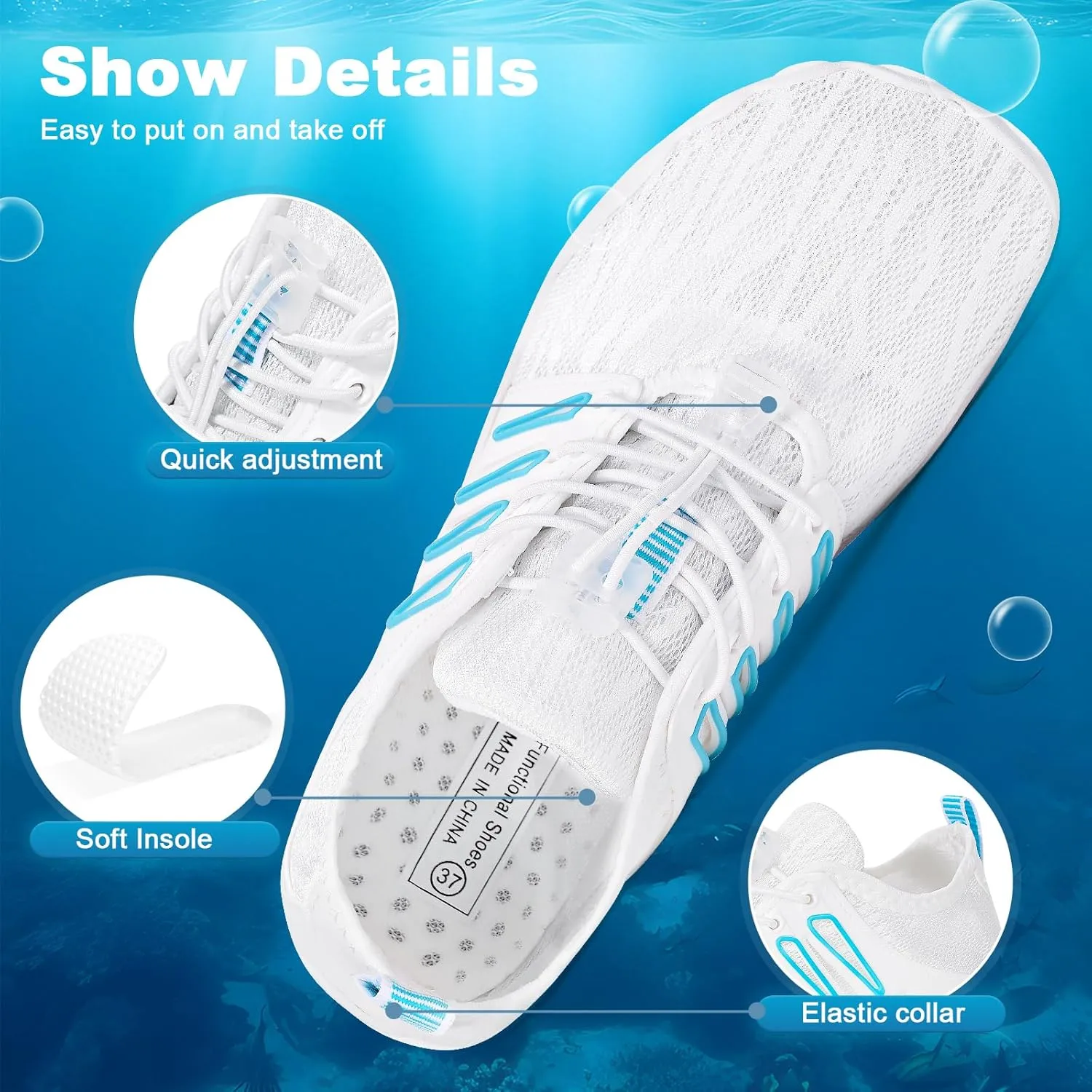 Hike Barefoot Water Shoes for Women Men, Quick-Dry Aqua Footwear Breathable Non-Slip Wide Toe Shoe for Beach Swim River Pool Lake Hiking Kayaking Surfing