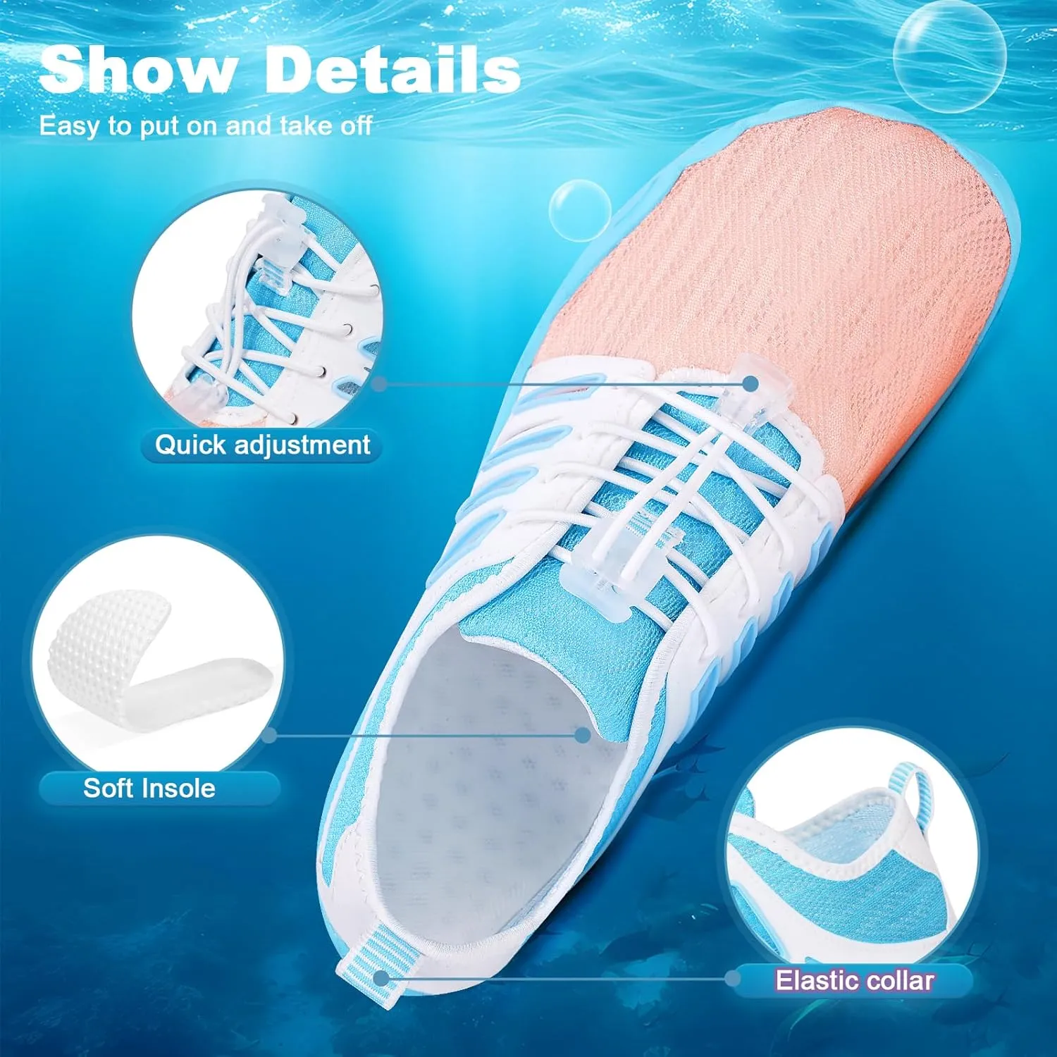 Hike Barefoot Water Shoes for Women Men, Quick-Dry Aqua Footwear Breathable Non-Slip Wide Toe Shoe for Beach Swim River Pool Lake Hiking Kayaking Surfing