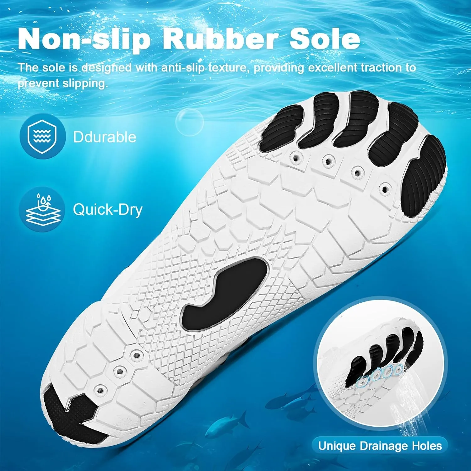 Hike Barefoot Water Shoes for Women Men, Quick-Dry Aqua Footwear Breathable Non-Slip Wide Toe Shoe for Beach Swim River Pool Lake Hiking Kayaking Surfing