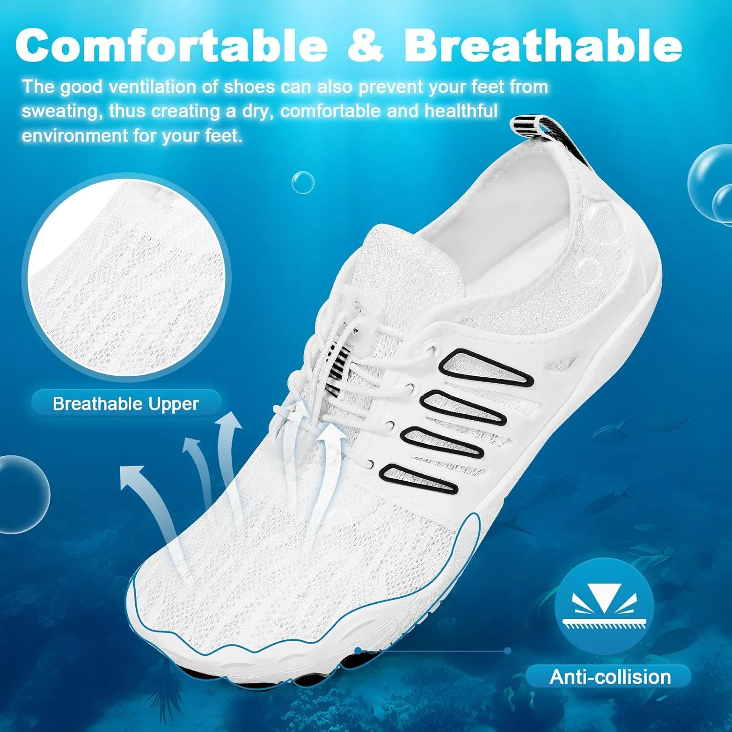 Hike Barefoot Water Shoes for Women Men, Quick-Dry Aqua Footwear Breathable Non-Slip Wide Toe Shoe for Beach Swim River Pool Lake Hiking Kayaking Surfing