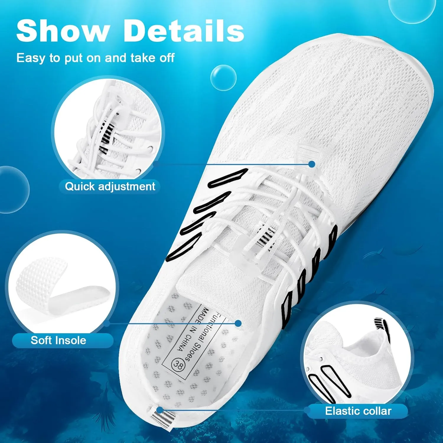 Hike Barefoot Water Shoes for Women Men, Quick-Dry Aqua Footwear Breathable Non-Slip Wide Toe Shoe for Beach Swim River Pool Lake Hiking Kayaking Surfing