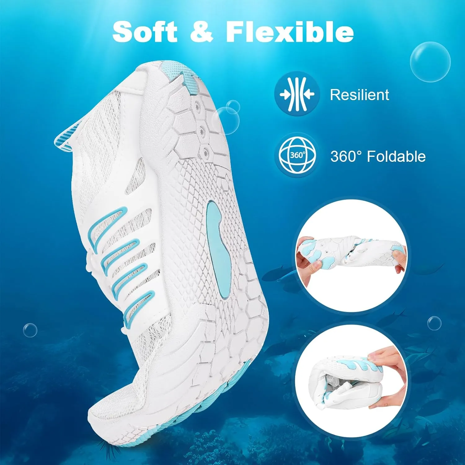 Hike Barefoot Water Shoes for Women Men, Quick-Dry Aqua Footwear Breathable Non-Slip Wide Toe Shoe for Beach Swim River Pool Lake Hiking Kayaking Surfing
