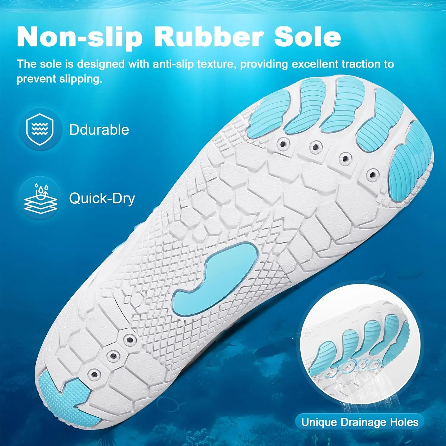 Hike Barefoot Water Shoes for Women Men, Quick-Dry Aqua Footwear Breathable Non-Slip Wide Toe Shoe for Beach Swim River Pool Lake Hiking Kayaking Surfing