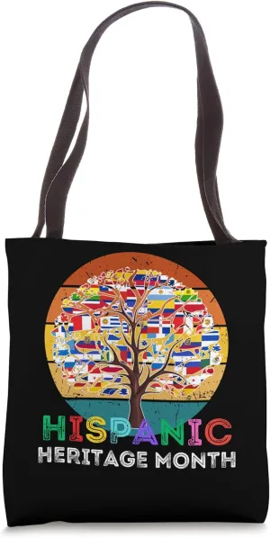 Hispanics Heritage Month Retro Tree Hispanic Flags Tote Bag
