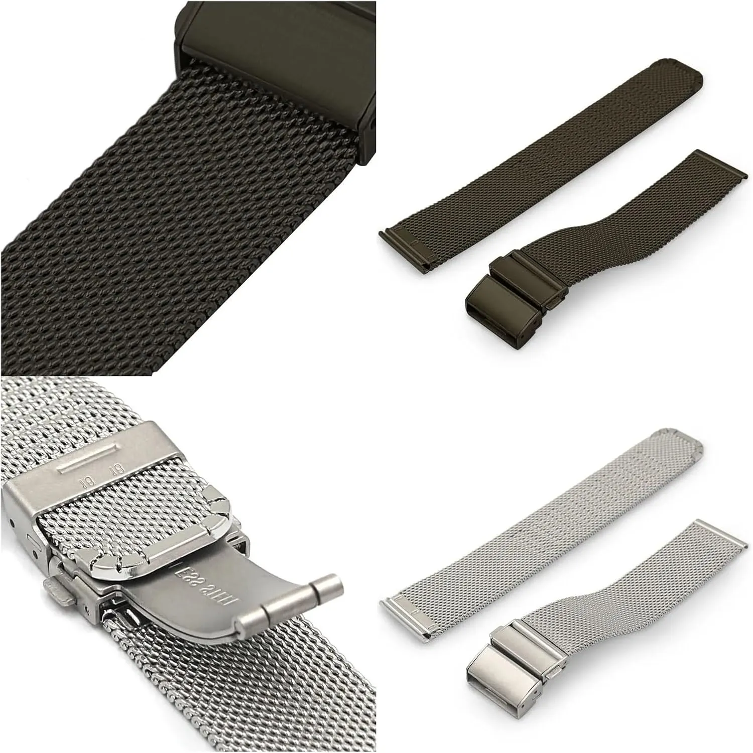 HMFang Mesh Watch Strap 16mm 18mmm 20mm 22mm Stainless Steel Replacement Watch Band Loop Meshed Strap Wristband With Quick Release Bars