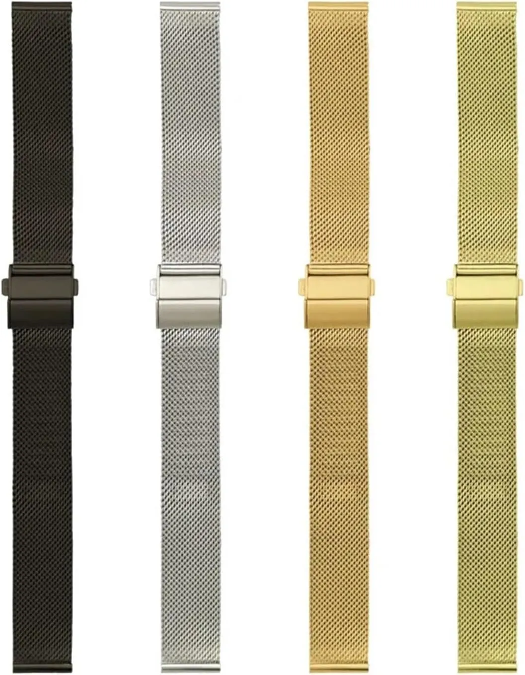 HMFang Mesh Watch Strap 16mm 18mmm 20mm 22mm Stainless Steel Replacement Watch Band Loop Meshed Strap Wristband With Quick Release Bars