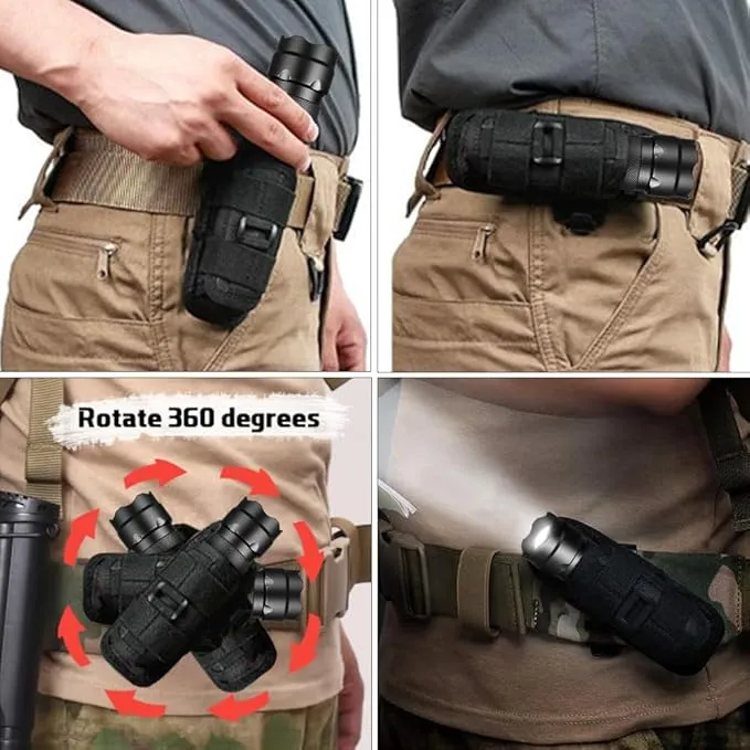 Home Safety 502F Small Tactical Flashlight with Holster, Single Mode Zoomable Pocket LED Flashlight High Lumen Duty Flash light, IPX65 Waterproof, EDC Flashlight for Camping, Hiking, Emergency