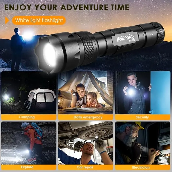 Home Safety 502F Small Tactical Flashlight with Holster, Single Mode Zoomable Pocket LED Flashlight High Lumen Duty Flash light, IPX65 Waterproof, EDC Flashlight for Camping, Hiking, Emergency