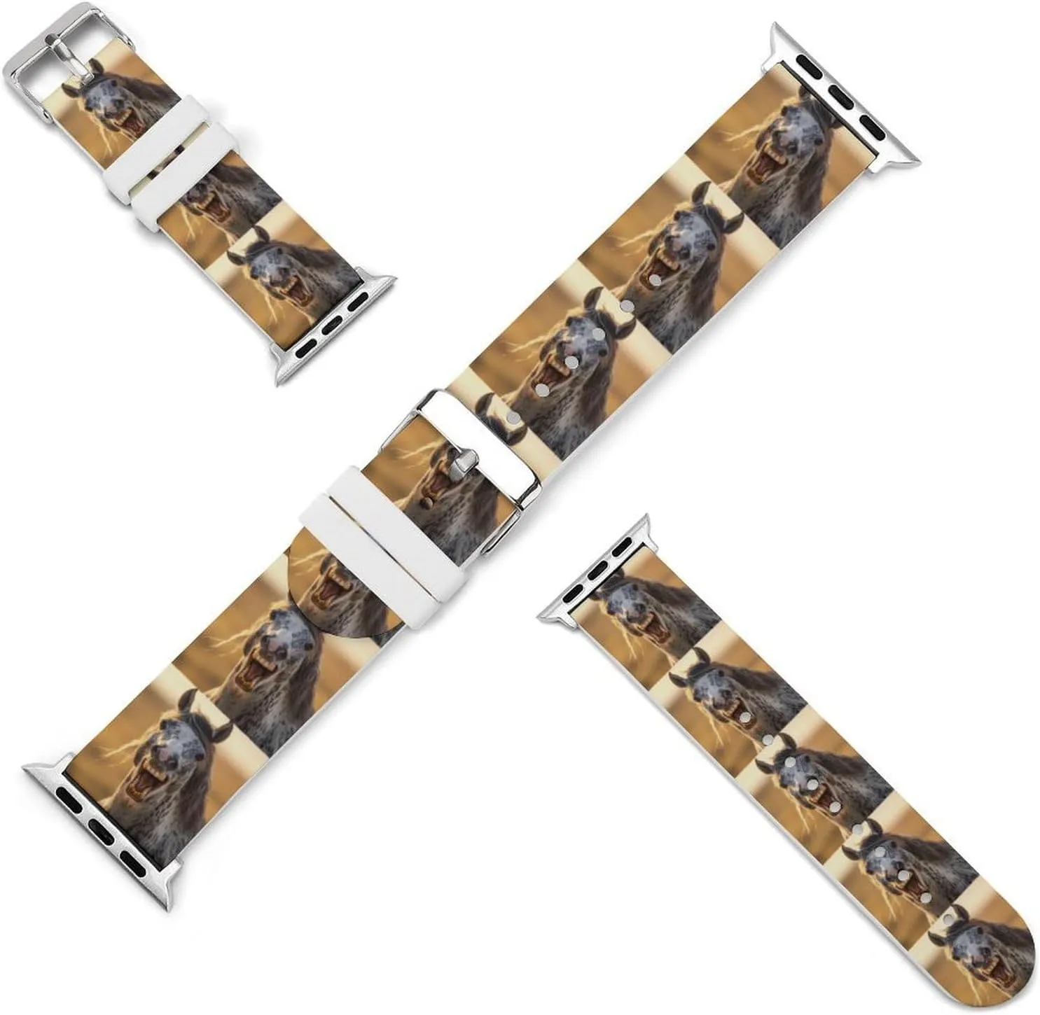 Horse Funny Adjustable Silicone Watchband Compatible with IWatch Classic Soft Sports Watch Strap for Men Women