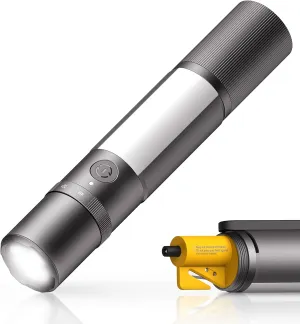 HOTO Emergency Flashlight Rechargeable, Magnetic LED Flashlight High Lumens with Window Glass Breaker Seatbelt Cutter, Zoomable Car Work Flash light for Car Repair, Camping, Emergency Use