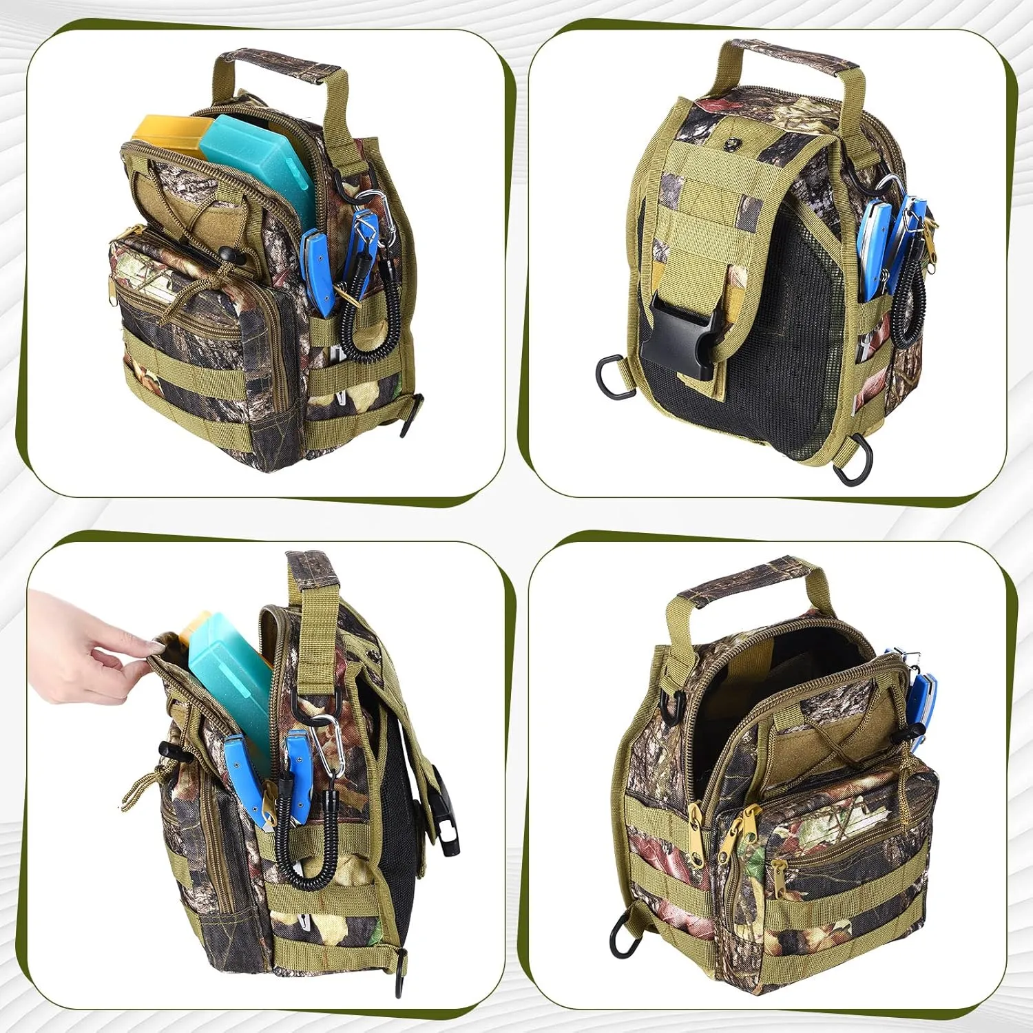 Hungdao 7 Pcs Fishing Tool Kit Backpack Pliers Kit Fishing Gear Fish Hook Remover Digital Scale Gripper Sheath Lanyards Fish Hook Separator