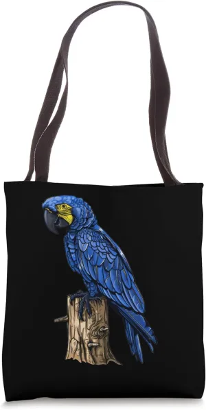 Hyacinth Macaw On A Tree Stump Tote Bag