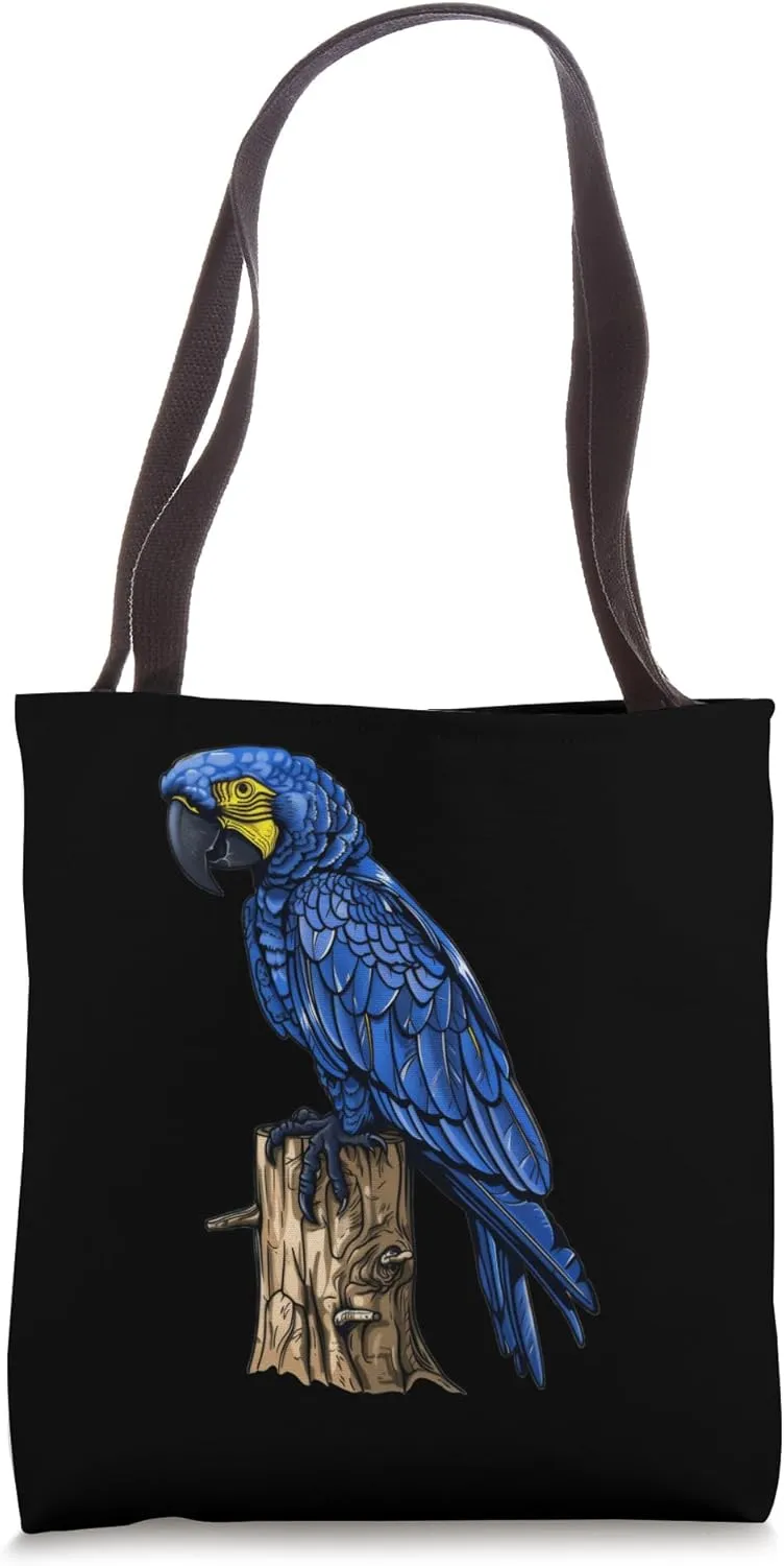 Hyacinth Macaw On A Tree Stump Tote Bag