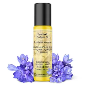 Hyacinth Perfume Oil, 0.3 Oz Portable Roll-On Fragrance with Long-Lasting Scent, Delightful Essential Oils with Real Floral Fresh Aroma for Spring & Summer Season For Daily Use