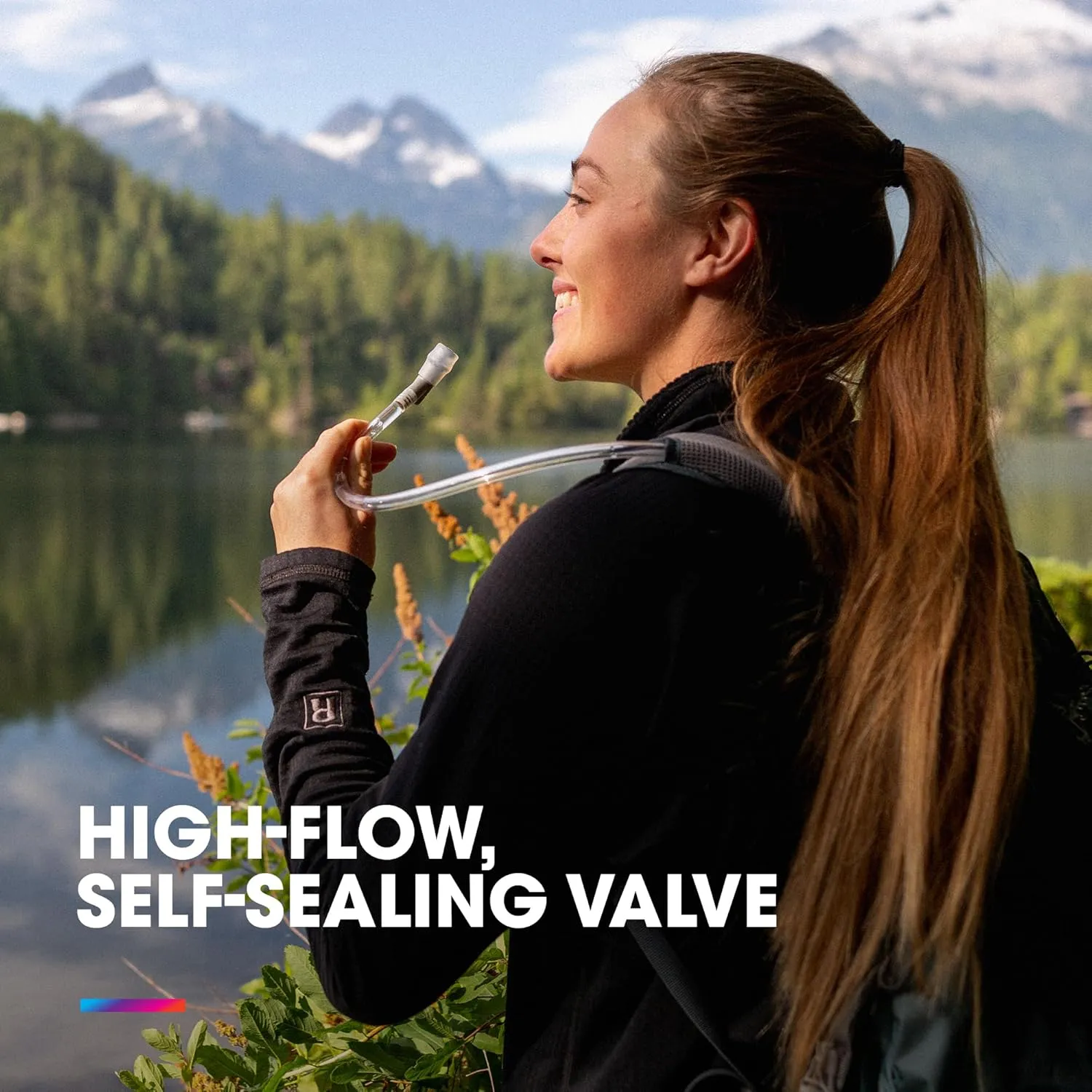 HydraPak Cenote (2L or 3L Hydration Reservoir) - Everyday Water Bladder Made in The USA, Fits Most Packs - Leak-Proof Cap, No-Kink Tube and Self-Sealing Valve