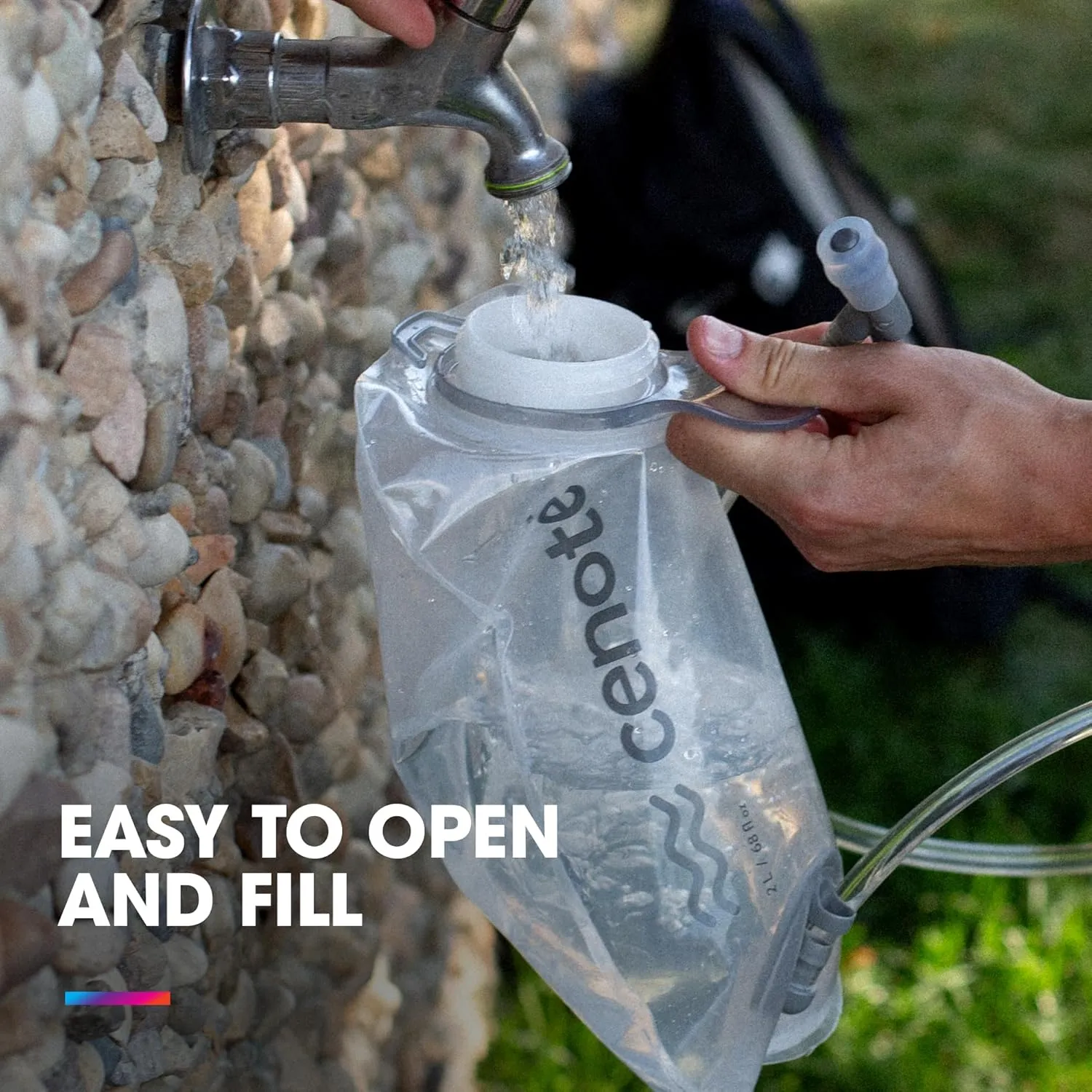 HydraPak Cenote (2L or 3L Hydration Reservoir) - Everyday Water Bladder Made in The USA, Fits Most Packs - Leak-Proof Cap, No-Kink Tube and Self-Sealing Valve