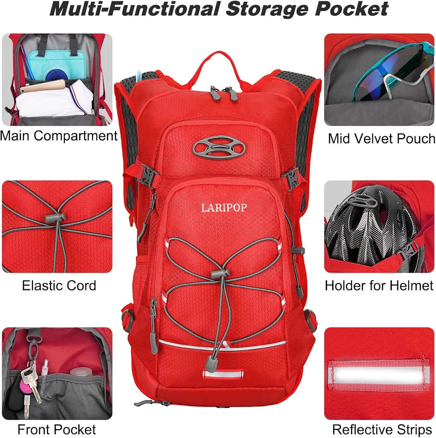 Hydration Backpack 18L with Water Bladder 2L Hiking Water Backpack Women Men Lightweight Hydration Pack for Cycling